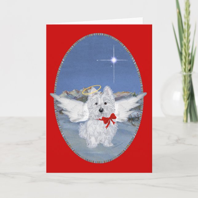 Tarjeta de felicitación Westie Angel (Anverso)
