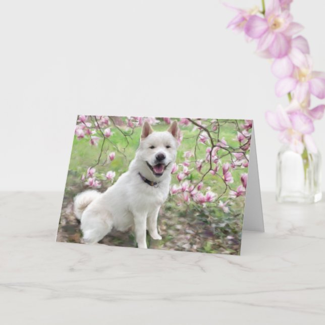 Tarjeta de felicitación - White Akita (Orquídea)
