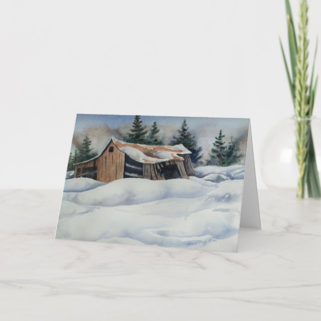 Tarjeta de felicitación "Winter Barn #1" Country R (Anverso)