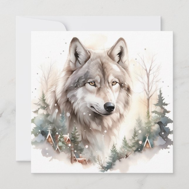 Tarjeta de felicitación Winter Wolf (Anverso)