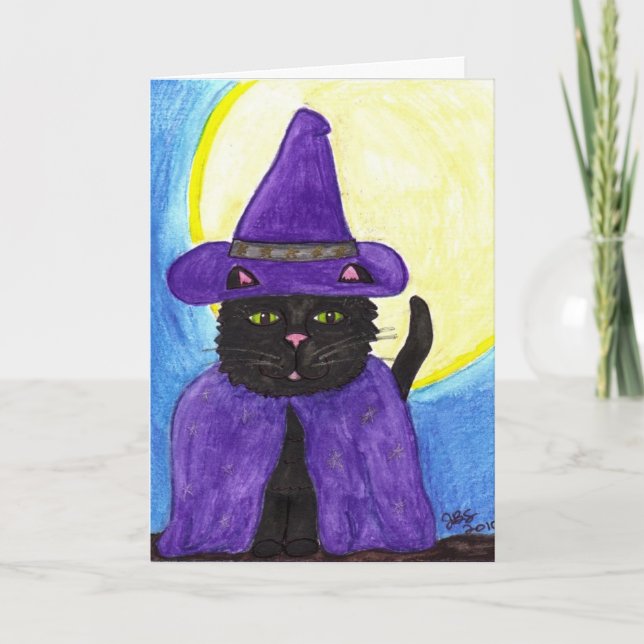 Tarjeta de felicitación Witchy Black Cat (Anverso)