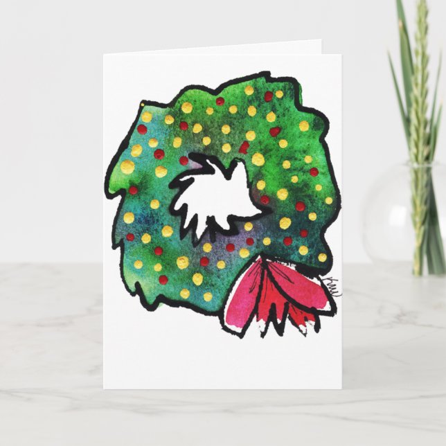 Tarjeta de felicitación Wreath Whimsy para navidad (Anverso)