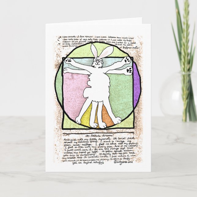 Tarjeta de felicitación y nota Bunny Da Vinci (Anverso)
