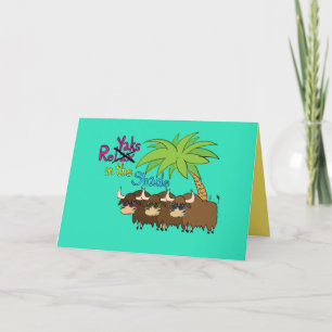 Tarjeta de felicitación Yak Cute de verano relajan