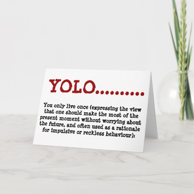 Tarjeta de felicitación YOLO….definición (Anverso)
