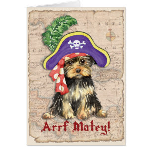 Tarjeta de felicitación Yorkie Pirate