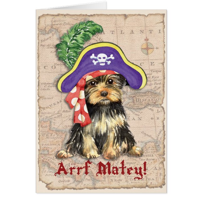 Tarjeta de felicitación Yorkie Pirate (Frente)