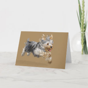 Tarjeta de felicitación Yorkie, sobres blancos est