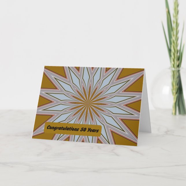 Tarjeta de felicitaciones, 50 años en el negocio (Anverso)