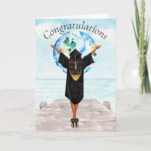 Tarjeta de felicitaciones a graduación afroamerica (Anverso)