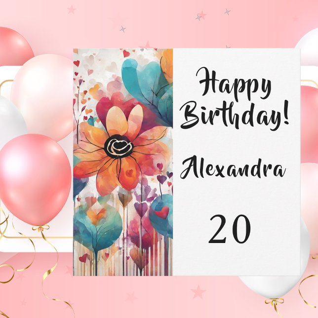 Tarjeta de felicitaciones a la flor de cumpleaños  (Happy Birthday Flower Congratulations Card)