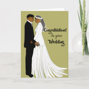 Tarjeta de felicitaciones a los Bodas afroamerican