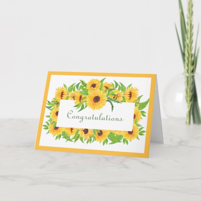 Tarjeta de felicitaciones a los girasoles amarillo (Anverso)