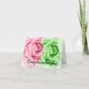 Tarjeta de felicitaciones a Rosas rosados y verdes