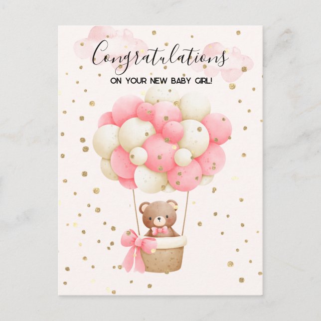 Tarjeta de felicitaciones a Teddy Bear Baby Girl (Anverso)