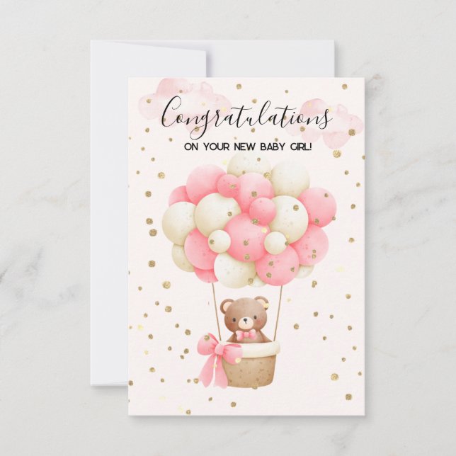 Tarjeta de felicitaciones a Teddy Bear Baby Girl (Anverso)