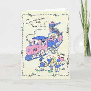 Tarjeta de felicitaciones al Recién nacido retro
