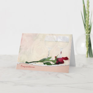 Tarjeta de felicitaciones al Rosa y al vino boda