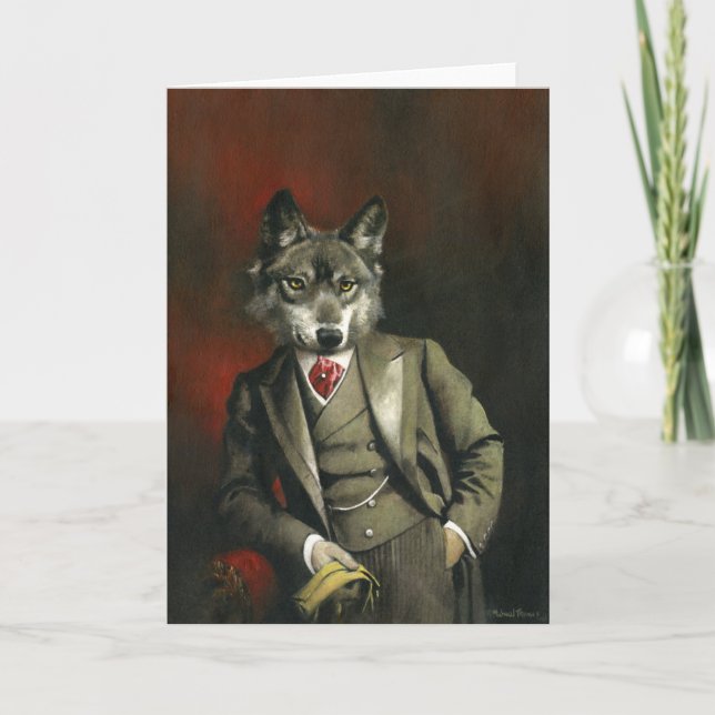 Tarjeta de felicitaciones al victoriano Sr. Wolf (Anverso)