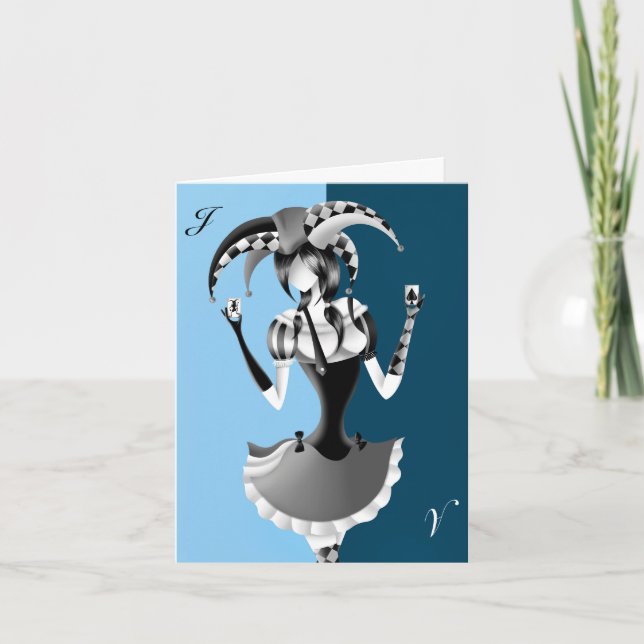 Tarjeta de Felicitaciones Azul Claro Payaso Origin (Anverso)