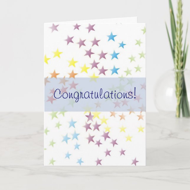 Tarjeta de felicitaciones azules de Rainbow Stars (Anverso)