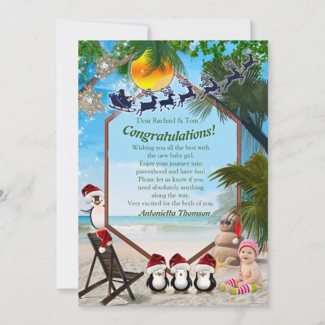 Tarjeta de felicitaciones Baby Shower para Navidad (Anverso)