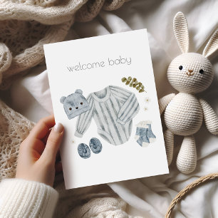 Tarjeta de Felicitaciones Bienvenido Bebé Niño Boh