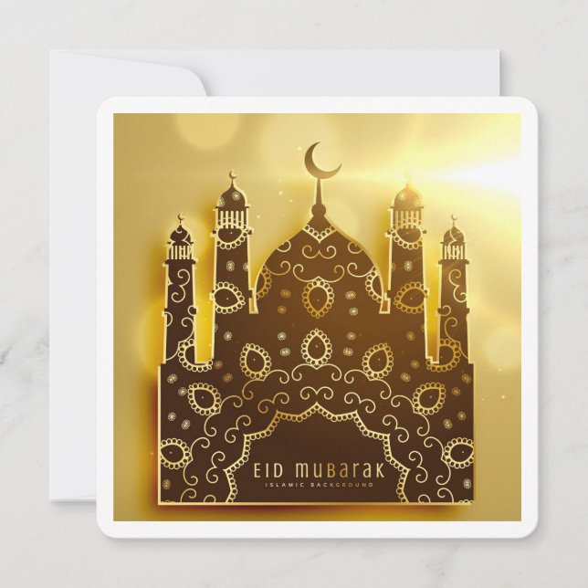 Tarjeta de felicitaciones clásica de Eid Mubarak (Anverso)