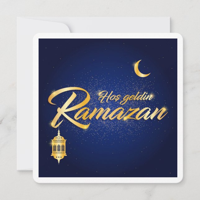 Tarjeta de felicitaciones clásica de Eid Mubarak (Anverso)