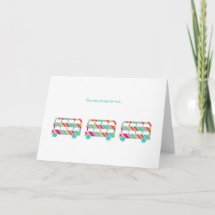Tarjeta de felicitaciones colorida del autobús de