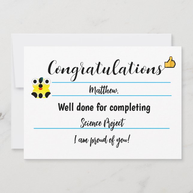 Tarjeta de felicitaciones con cara corta (Anverso)