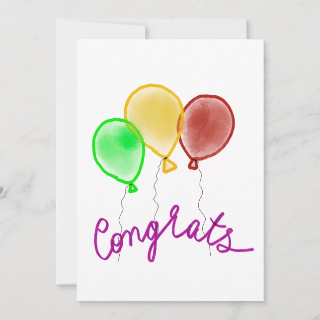 Tarjeta de felicitaciones con globos coloridos (Anverso)