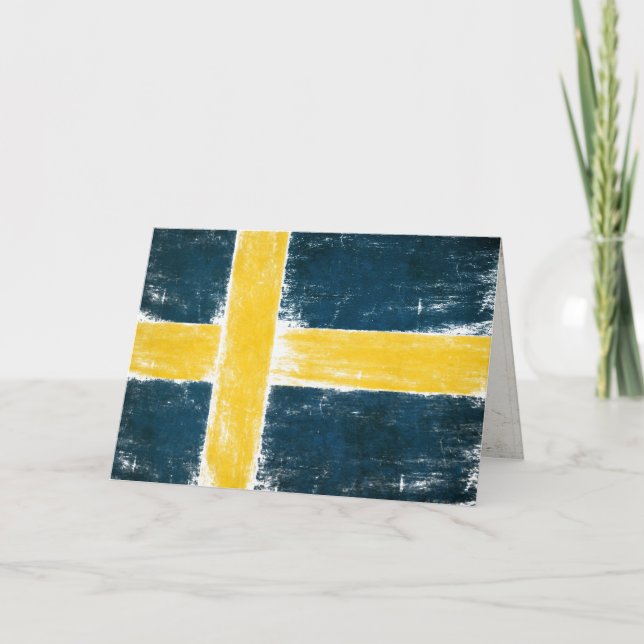 Tarjeta de felicitaciones con la bandera sueca en (Anverso)