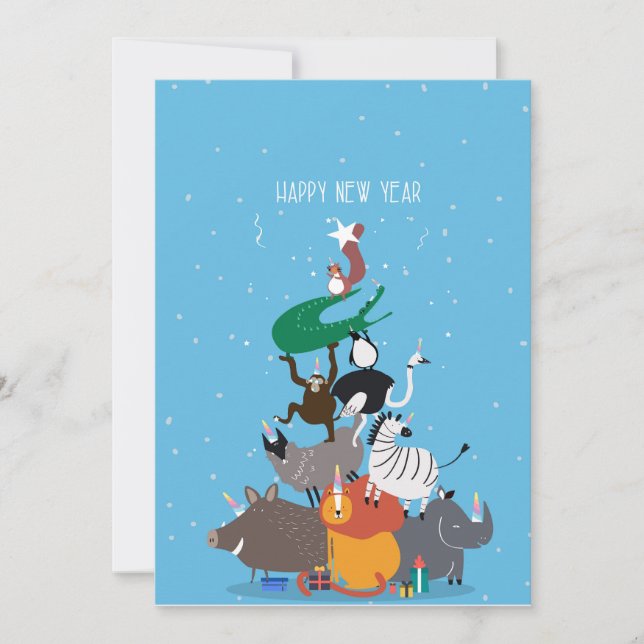 Tarjeta de felicitaciones de Año Nuevo Feliz (Anverso)