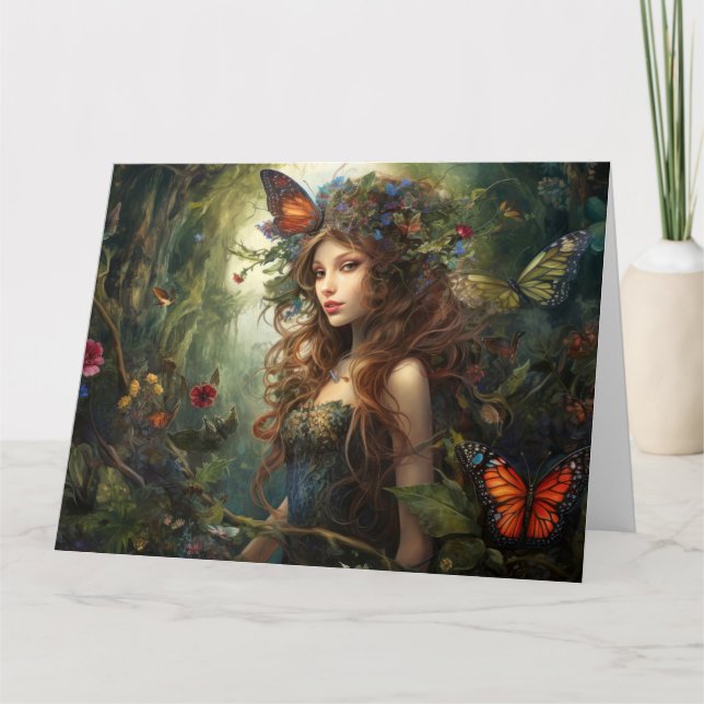 Tarjeta de Felicitaciones de Arte de Hadas (Anverso)