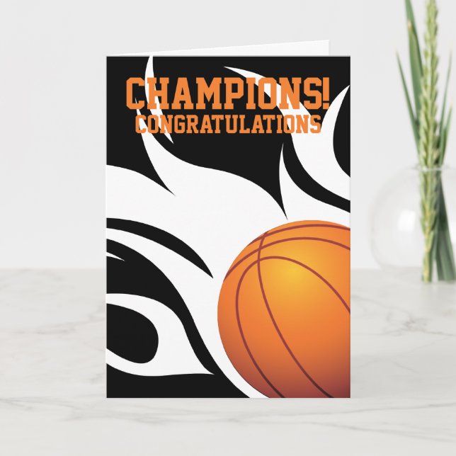 Tarjeta de felicitaciones de B&W Flaming Basketbal (Anverso)