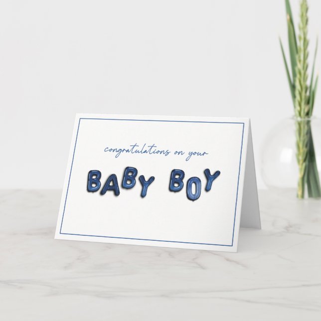 Tarjeta de felicitaciones de Baby Boy Mylar Balloo (Anverso)