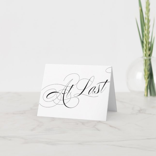 Tarjeta de Felicitaciones de Boda con Caligrafía d (Anverso)