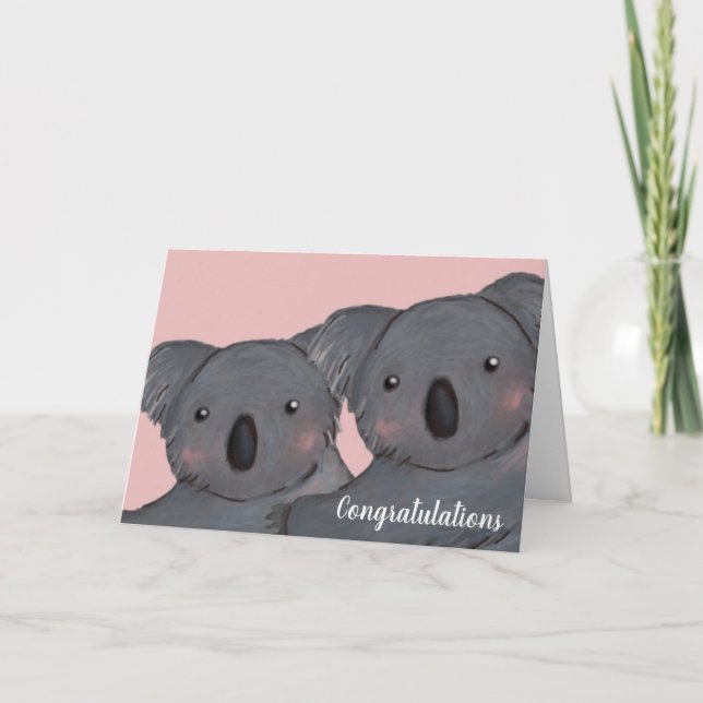 Tarjeta de felicitaciones de boda de koala lindo (Anverso)