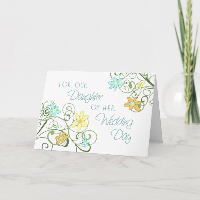 Tarjeta de felicitaciones de Boda de la hija de fl (Anverso)