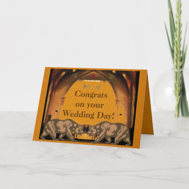 Tarjeta de felicitaciones de boda de osos de Calif (Anverso)