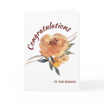 Tarjeta de Felicitaciones de Boda Floral de Otoño