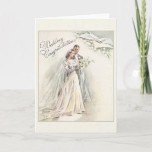 Tarjeta de felicitaciones de bodas de vintage