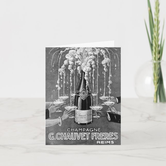 Tarjeta de felicitaciones de champagne francés vin (Anverso)