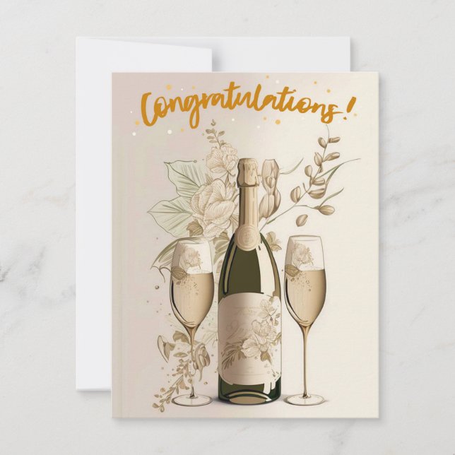 Tarjeta de felicitaciones de champán de oro (Anverso)