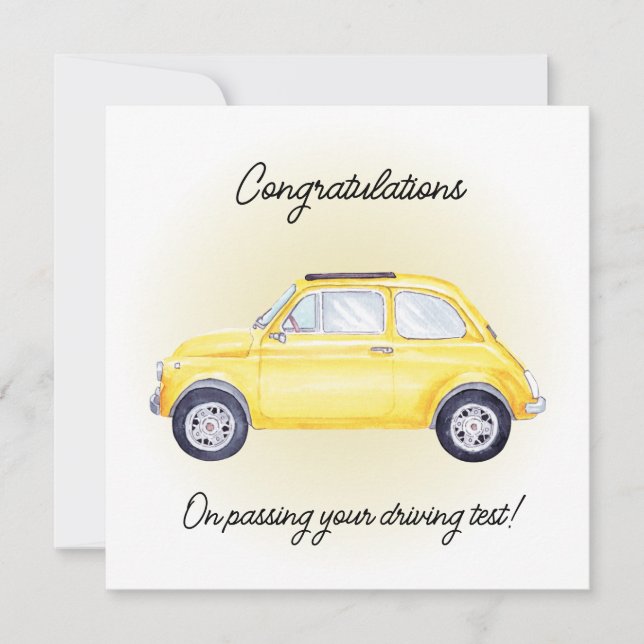 tarjeta de felicitaciones de coches amarillos (Anverso)