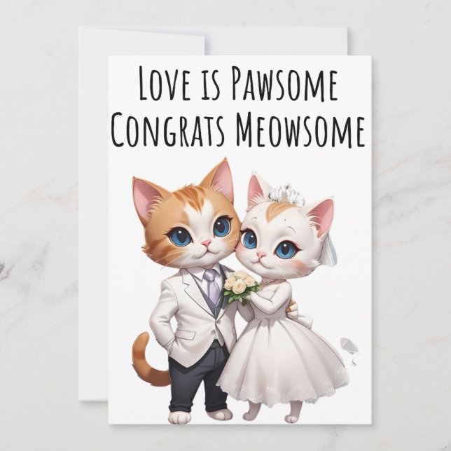 Tarjeta de felicitaciones de compromiso para gatos (Anverso)
