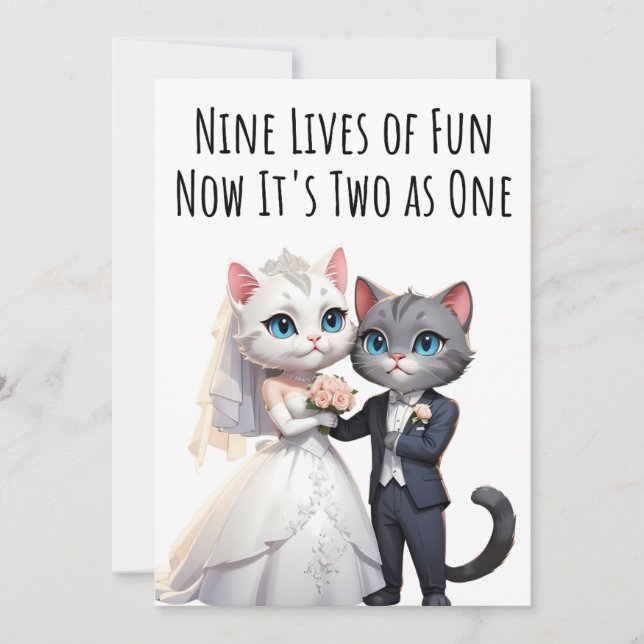 Tarjeta de felicitaciones de compromiso para gatos (Anverso)
