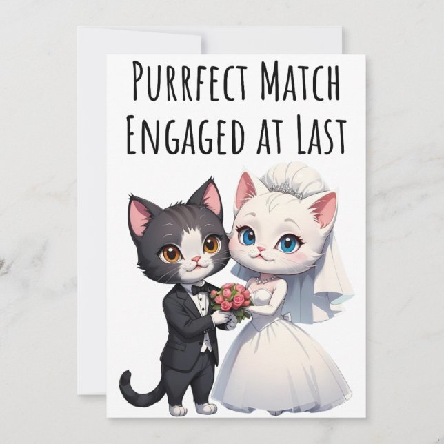 Tarjeta de felicitaciones de compromiso para gatos (Anverso)