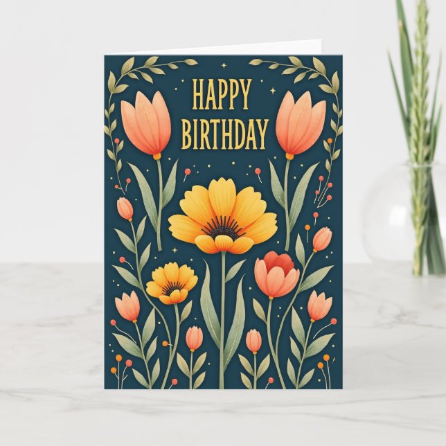 Tarjeta de Felicitaciones de Cumpleaños Dorado (Anverso)